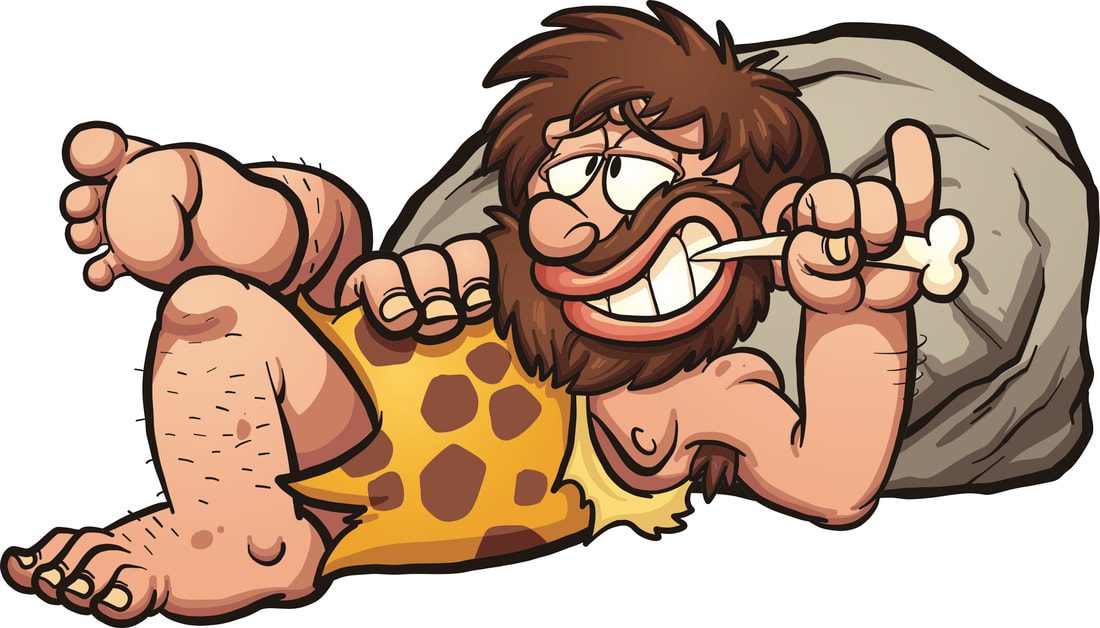 caveman with bone tooth pic